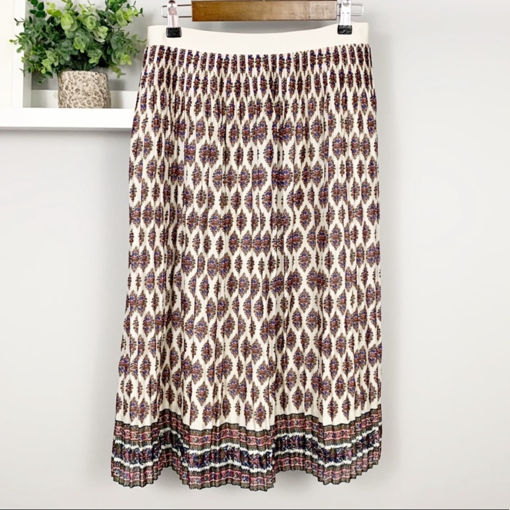 Madewell diamond floral pleated midi skirt